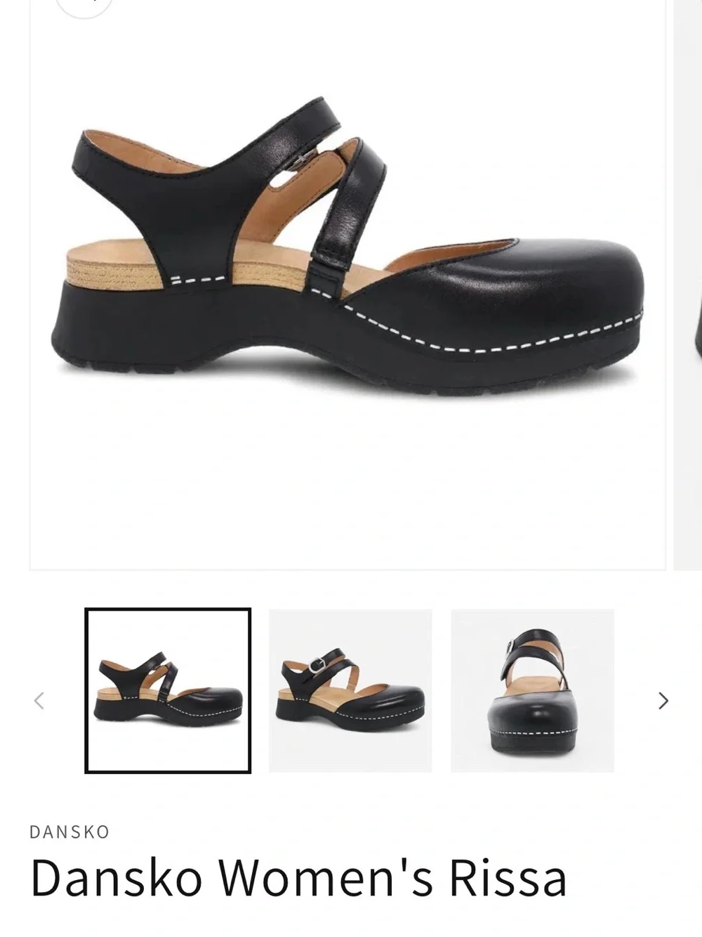 Dansko Rissa Black Leather Slingback Platform Mary Jane